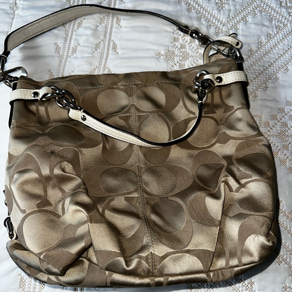 Coach Beige and Cream Shoulder Bag